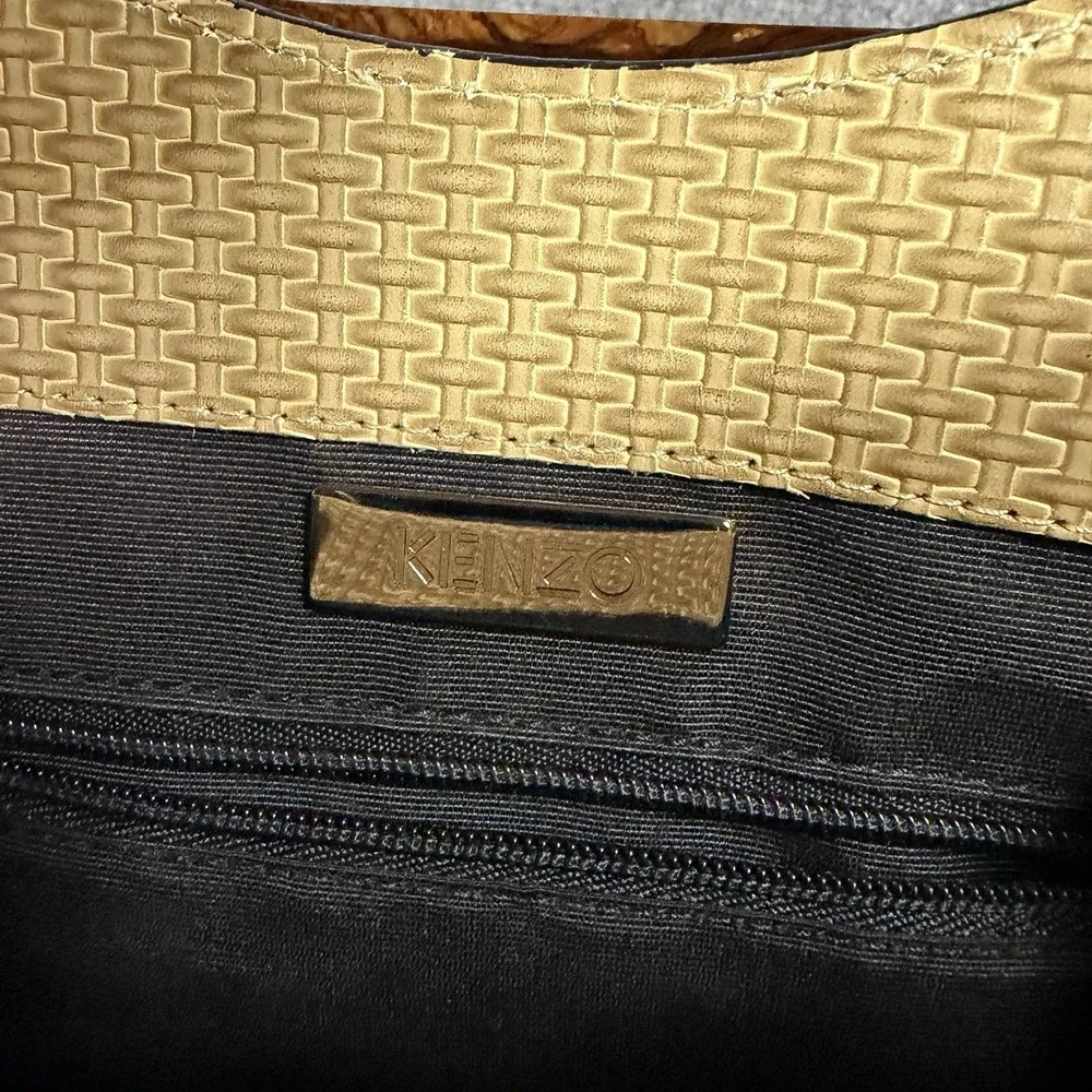 Kenzo Purse Bag Tan Resin Handle Luxury Vintage 90s Made In France